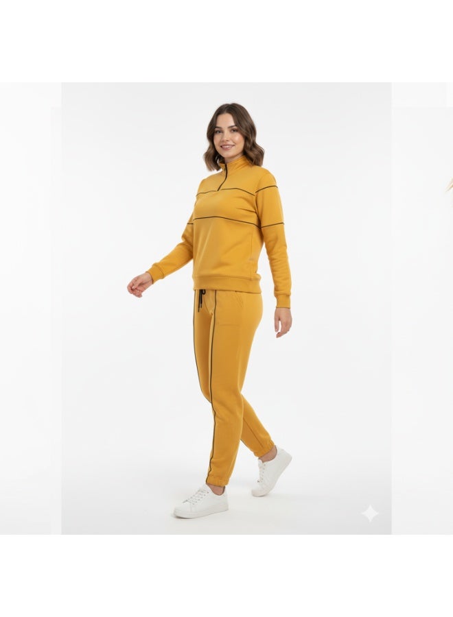 Caesar Women's tracksuit with velvet lining and linear designs - Image 2