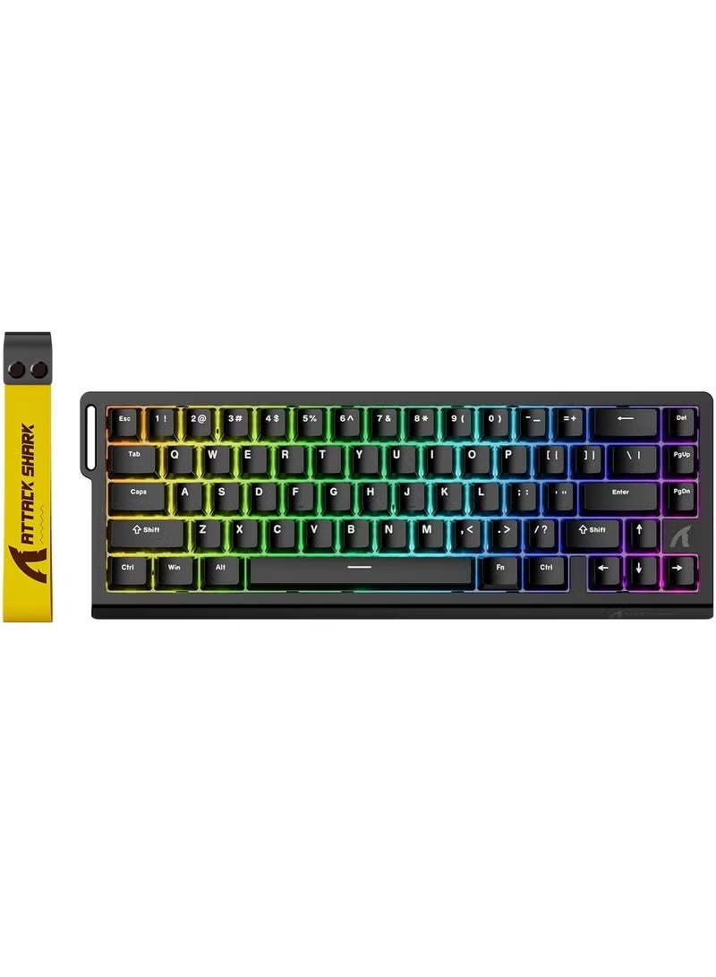 Attack Shark X68 HE Rapid Trigger Mechanical Gaming Keyboard 60% Wired TKL with Adjustable Actuation,Hall Effect Magnetic Switch,8KHz Polling Rate,RGB Backlit,Top Mount,Side Printed Keycap(Black)