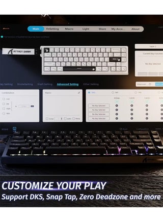 لوحة مفاتيح الألعاب الميكانيكية X68 HE Rapid Trigger، سلكية 60% TKL، مع إمكانية تعديل التفعيل، ومفتاح مغناطيسي بتقنية تأثير هول، ومعدل استجابة 8 كيلو هرتز، وإضاءة خلفية RGB، وتركيب علوي، وغطاء مفاتيح مطبوع جانبياً (أسود). - view 4