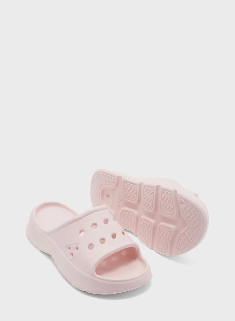 جينجر Chunky Slides With Front Strap Cut Out