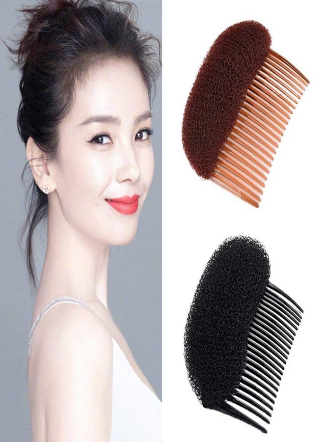 NaRaMax 2PCS Hair Clip with Sponge Base Inserts, Bump It Up Pads, Bun Maker, Styling Accessories, Charming Comb Braid Tool (Brown) - Image 4