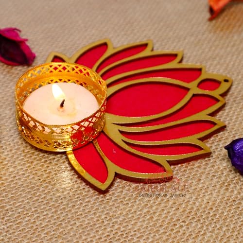 Jaipur Ace Decorative Diwali Tealight Diya | Traditional Handmade Lotus Candle Holder Rangoli Set for Home Decoration | Laxmi Pooja Set (Set of 6) - Image 2