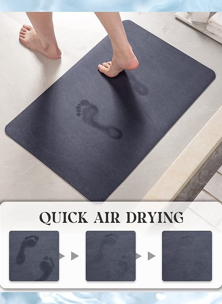 Bath Mat Rug-Rubber Non Slip Quick Dry Super Absorbent Thin Bathroom Rugs Fit Under Door-Washable Bathroom Floor Mats-Shower Rug for in Front of Bathtub,Shower Room,Sink -20" x 32" (Navy) - view 2