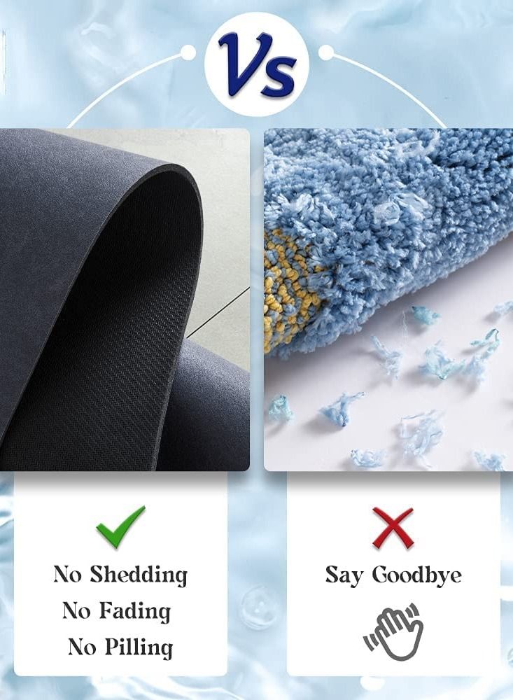 Bath Mat Rug-Rubber Non Slip Quick Dry Super Absorbent Thin Bathroom Rugs Fit Under Door-Washable Bathroom Floor Mats-Shower Rug for in Front of Bathtub,Shower Room,Sink -20" x 32" (Navy) - view 5