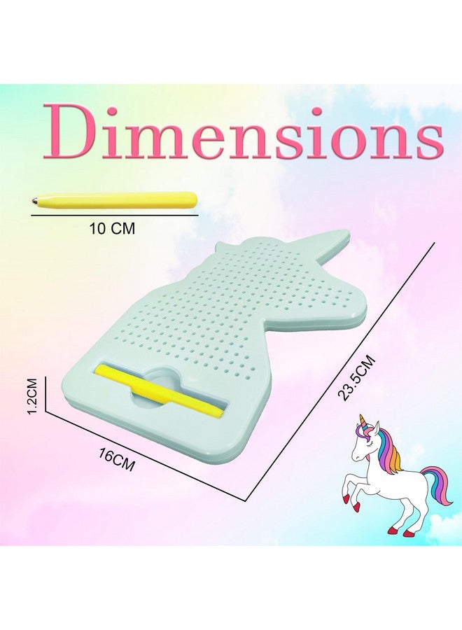 في جراسب لوحة رسم مغناطيسية VGRASSP Magpad (على شكل وحيد القرن) للأطفال | ٢٤٠ خرزة معدنية وقلم مغناطيسي | لوحة كتابة محمولة قابلة للمسح للأولاد والبنات - اللون حسب المخزون - Image 3