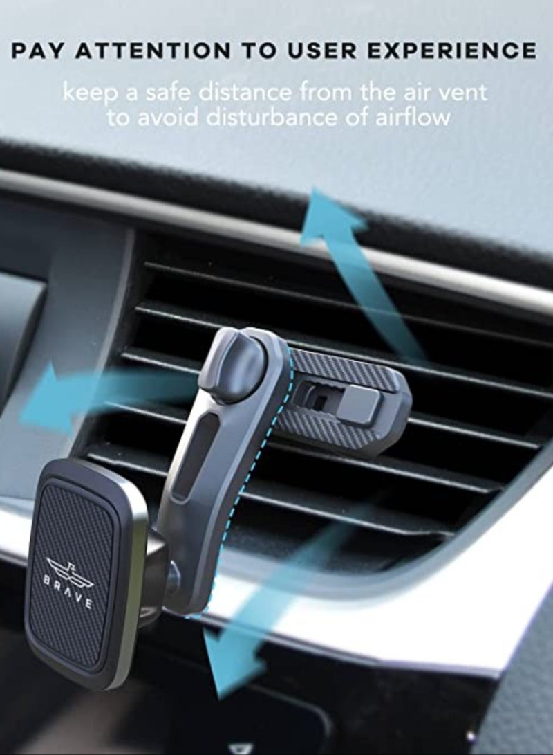 Magnetic Car Holder, Double Air Vent Locking Phone Mount, Easly Mountable on AC Vent Mobile Stand, 360° Rotation Long, Reachable Neck Double Expandable for Smartphone, Tablet, GPS, and More - Image 4