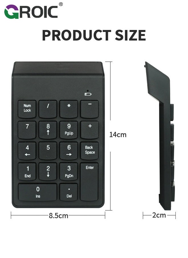 GROIC - Wireless Number Pad and Mouse Combo, 2.4G 18 Keys USB Wireless Numeric Keypad, Adjustable Mouse Speeds, Set for Laptop, Notebook, Desktop, PC Computer - Image 1