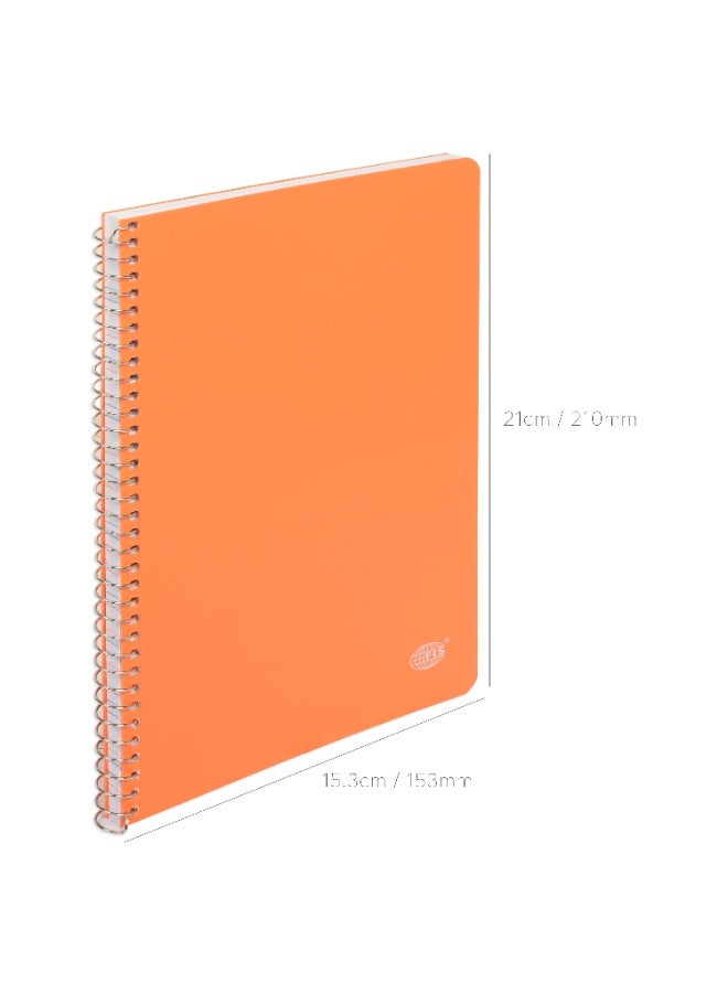 FIS Notebook Spiral Binding, PP Materials, Size A5(148x210mm), 4 Single Line Ruling, 80 Sheets, 160 Pages, 2 Round Edges, Packet of 10 Pieces, Neon Orange Color-FSNBA5PP4LOR - Image 4