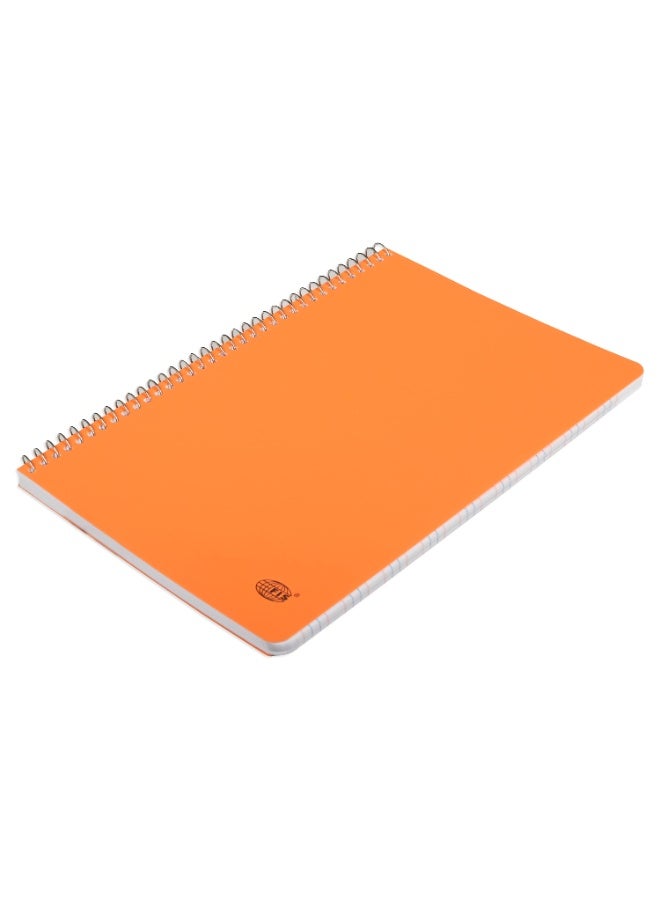 FIS Notebook Spiral Binding, PP Materials, Size A5(148x210mm), 4 Single Line Ruling, 80 Sheets, 160 Pages, 2 Round Edges, Packet of 10 Pieces, Neon Orange Color-FSNBA5PP4LOR - Image 2