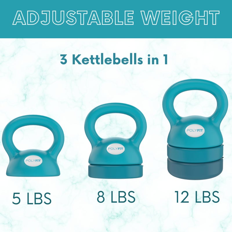 Polyfit Adjustable Kettlebell | 5 lb - 12 lb | Kettlebell Weights Set for Home Gym (TEAL) - Image 2