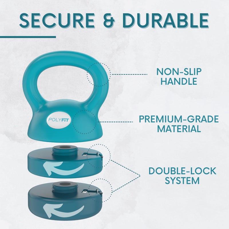 Polyfit Adjustable Kettlebell | 5 lb - 12 lb | Kettlebell Weights Set for Home Gym (TEAL) - Image 3