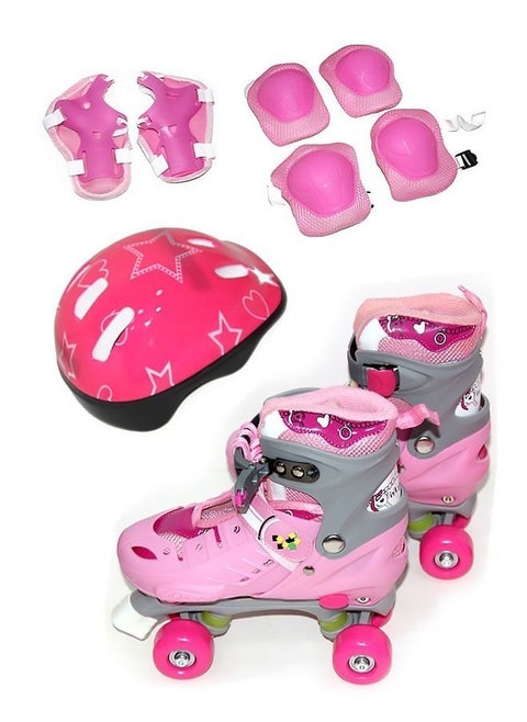Adjustable Roller Skates With Protective Gears And Accessories S