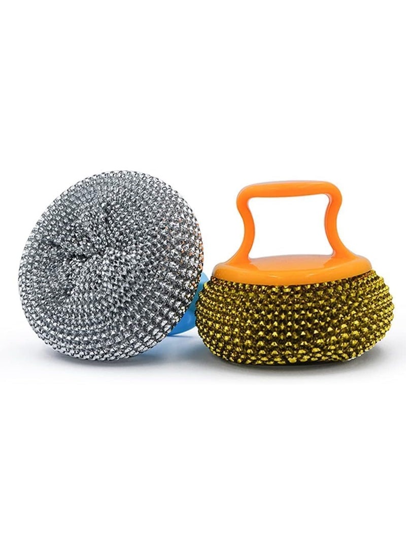 Bisbell Steel Scrubber with Handle, Kitchen Cleaning Sponge Set, 2-Pack, Black and White,BB2973 - Image 1