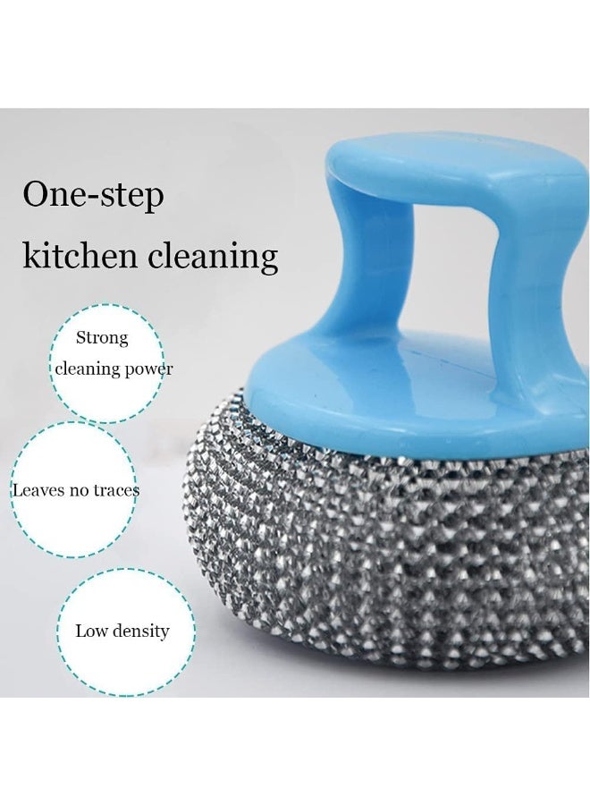 Bisbell Steel Scrubber with Handle, Kitchen Cleaning Sponge Set, 2-Pack, Black and White,BB2973 - Image 3
