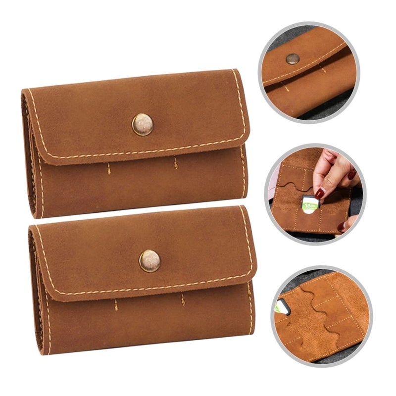 2 Slot Pu Memory Card Case Retro Design Compact Lightweight Storage For Gamers Photographers - Image 5