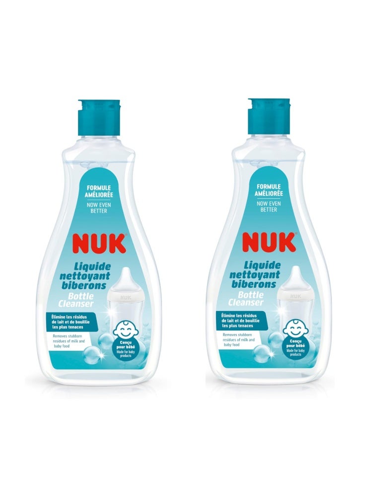 NUK Baby Bottle Cleanser | Ideal for Cleaning Baby Bottles, Teats & Accessories | Fragrance Free | pH Neutral | 100% Recycled Bottle Pack | 2 x 500 ML - Image 1