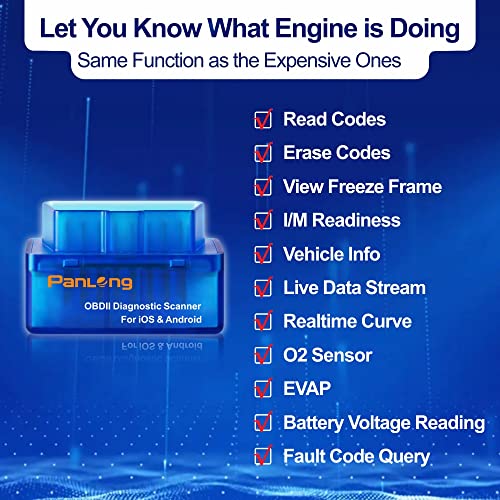 Panlong OBD2 Scanner Bluetooth for iPhone iOS Android OBDII Car Diagnostic Scan Tool Engine Fault Code Reader - Image 3