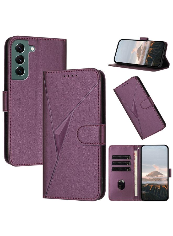 S-TOP Case For Samsung Galaxy S22+ 5G Triangle Pattern Buckle Clasp Leather Phone Case - Image 1