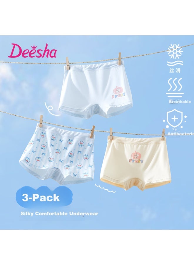 Deesha Girls' Soft Antibacterial Boxer Briefs 3-pack, Comfort Class A, Size 7a - Image 1