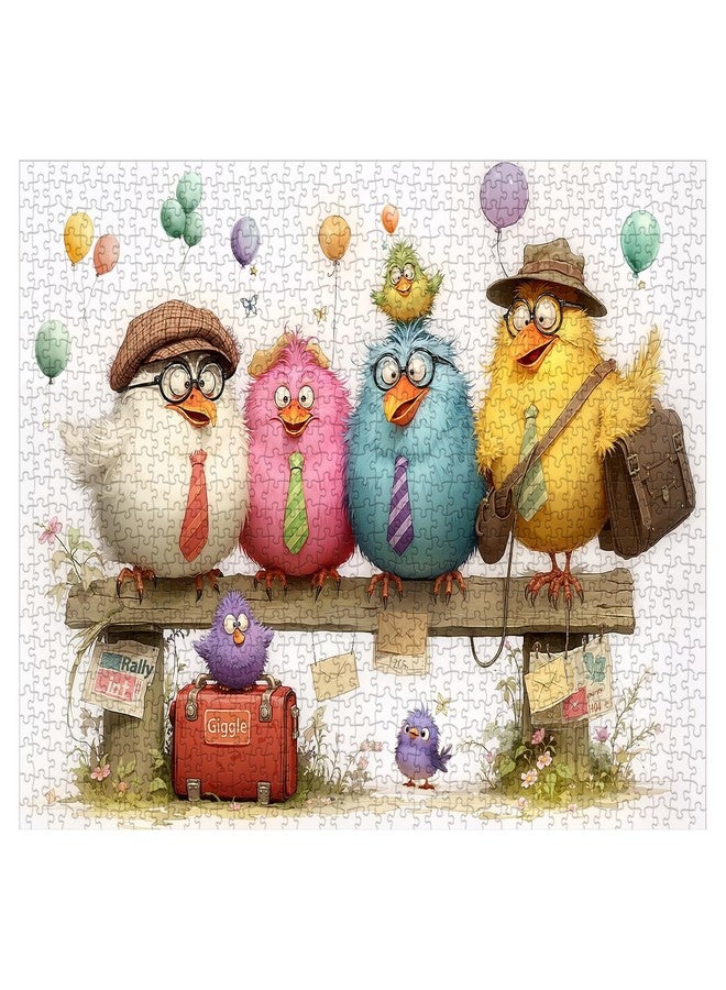 BBOLDIN Funny Bird Puzzles for Adults 1000 Piece, Colorful Cartoon Chicken Jigsaw Puzzle, Cute Animal Art Puzzles - Image 2