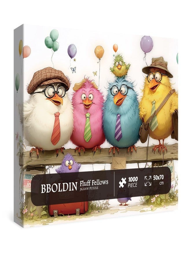 BBOLDIN Funny Bird Puzzles for Adults 1000 Piece, Colorful Cartoon Chicken Jigsaw Puzzle, Cute Animal Art Puzzles - Image 1