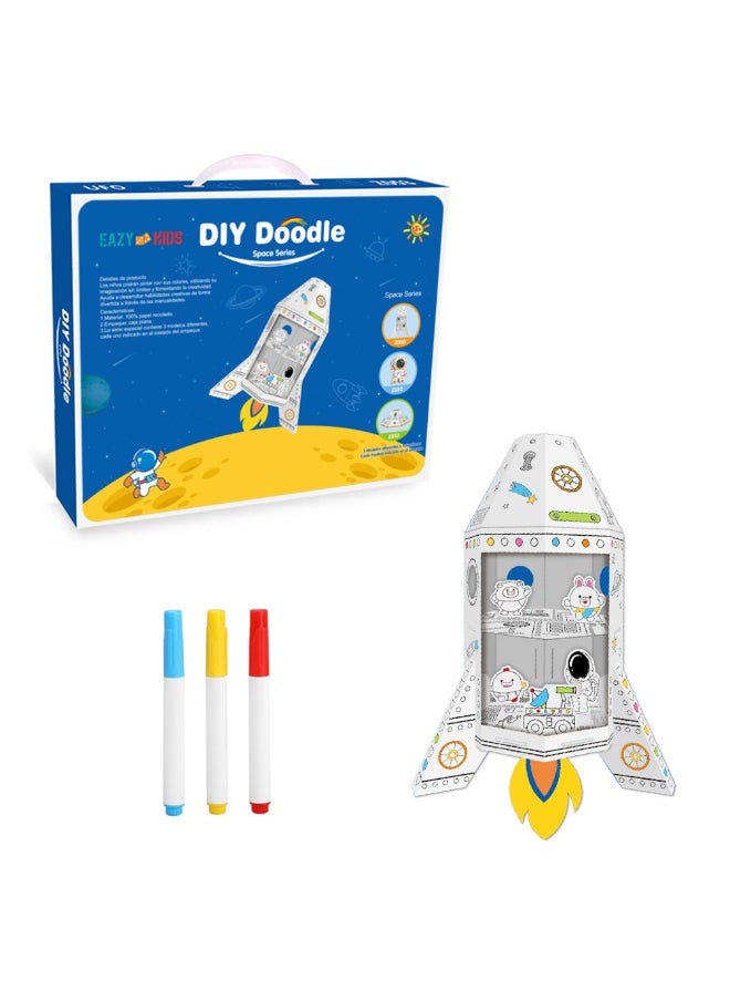 Eazy Kids Eazy Kids DIY Creative Spacecraft – With 3 Color Pens | Ages 3+  - Image 1