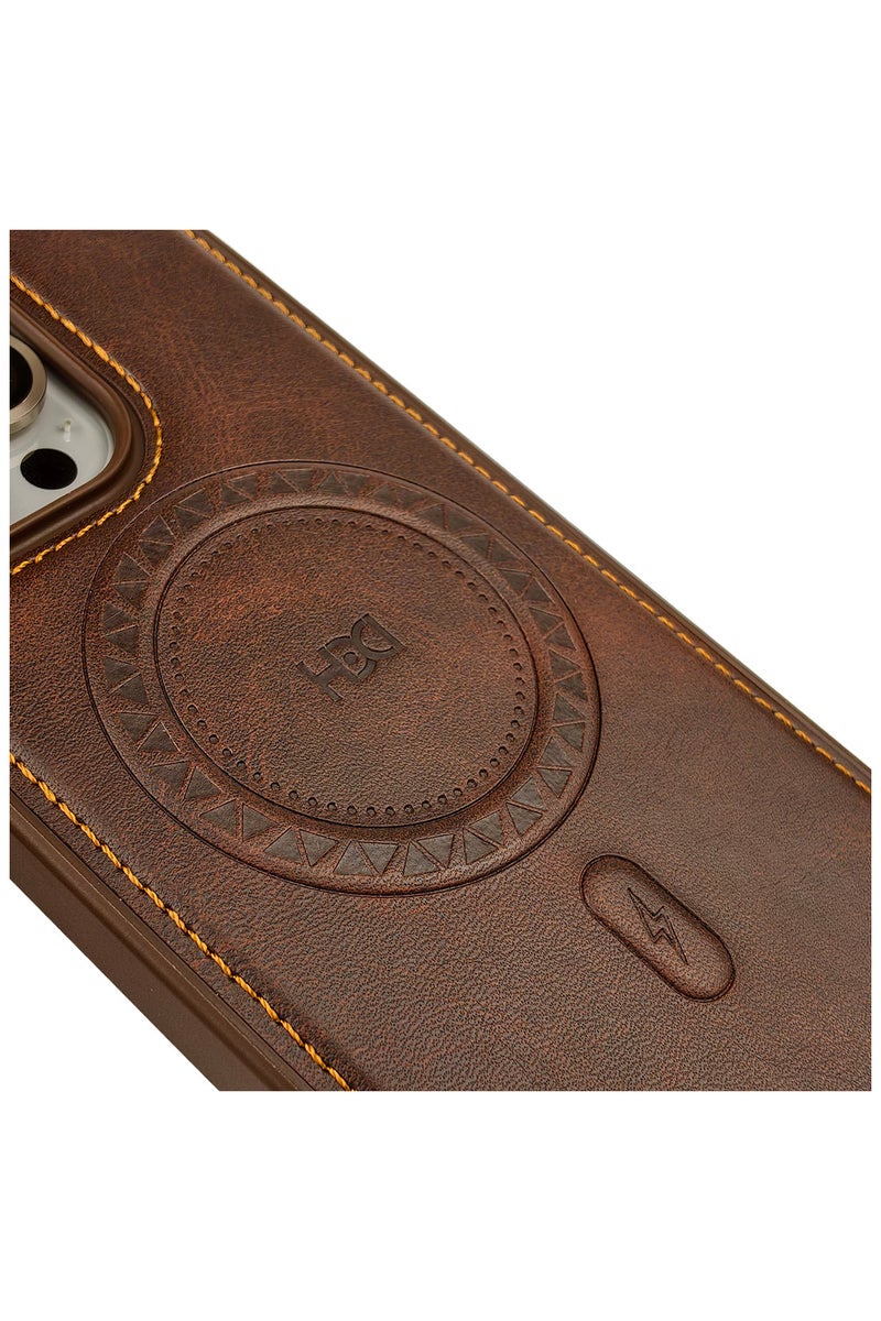 أتش دي دي اتش دي دي غطاء حمايه لهاتف ايفون 15 برو ماكس جراب مغناطيسي ياتي بحواف مرتفعة حول الشاشة تساعد على منع الخدوش - بني غامق - Image 3