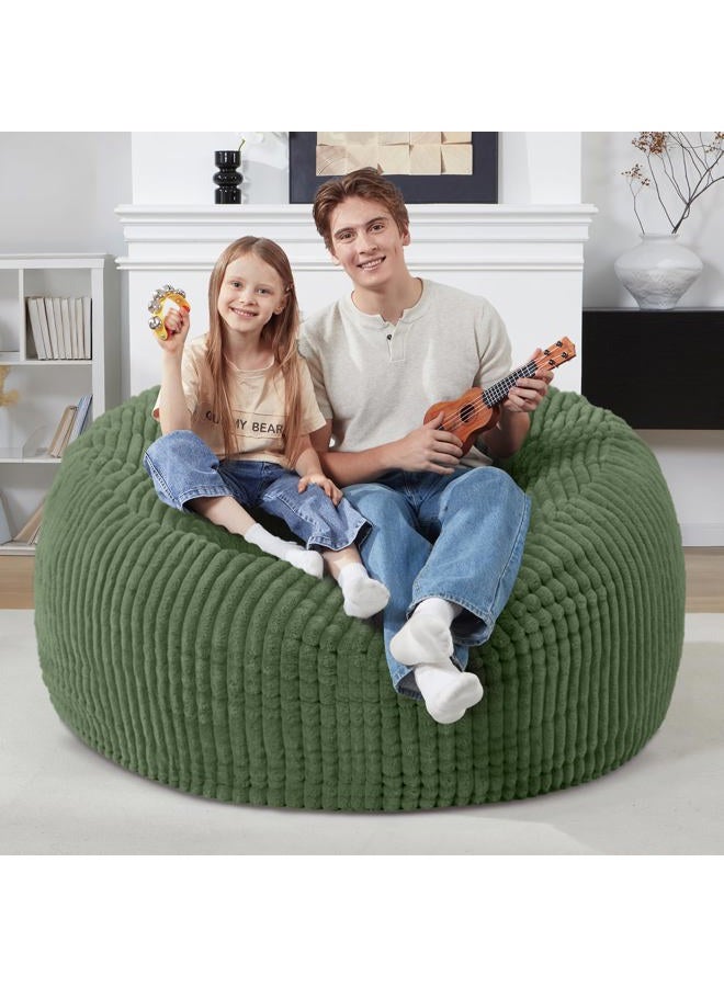 Homguava 3 FT Bean Bag Chair,3' Big Bean Bag,Large Bean Bag Chairs for Adults with Memory Foam Filled,Comfy Beanbag Chairs Soft Bean Bag Sofa with Dutch Corded Plush Cover-Green - Image 3