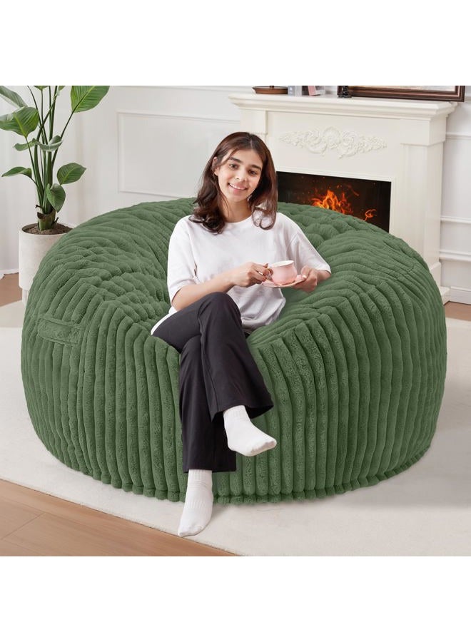Homguava 3 FT Bean Bag Chair,3' Big Bean Bag,Large Bean Bag Chairs for Adults with Memory Foam Filled,Comfy Beanbag Chairs Soft Bean Bag Sofa with Dutch Corded Plush Cover-Green - Image 1