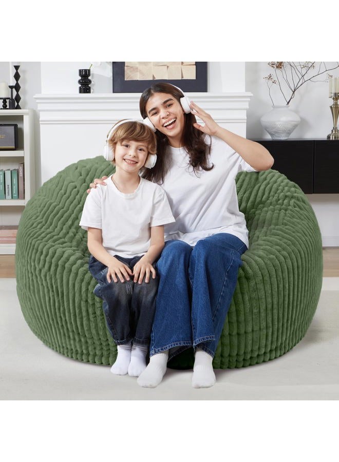 Homguava 3 FT Bean Bag Chair,3' Big Bean Bag,Large Bean Bag Chairs for Adults with Memory Foam Filled,Comfy Beanbag Chairs Soft Bean Bag Sofa with Dutch Corded Plush Cover-Green - Image 4