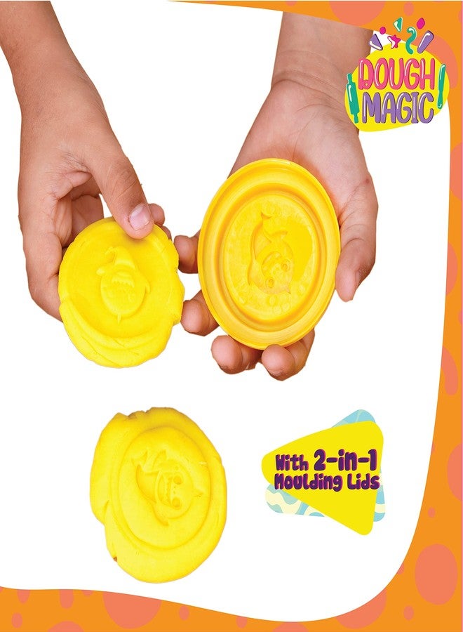 Dough Magic Baby Shark with 2 in 1 Moulding Lid Pack of 6 Tubs 50gm Each|Soft Water Based Dough|Fun with Dough|Non-Toxic|for Kids 3 Years+|Art & Craft Activity|Birthday & Return Gifts|Made in India - Image 2