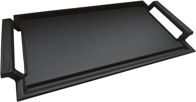 COVERCOOK Cast Iron Griddle Pan Rectangular Grill 43 x 23 cm Flat Griddle Pan for Induction Hob with Dual Handles for Open Fire Ovens Microwaves Electric Cooktops Outdoor Grills