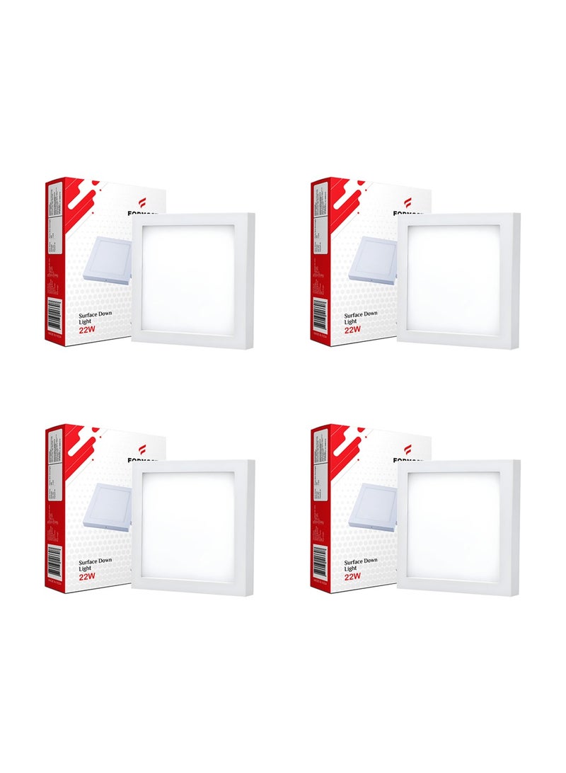 FORMOST FORMOST Surface Down Light LED Square 22W| Surge Protection Upto 4KV | Long Lasting Downlighter for Home Shops and Hotels Ceiling | Durable and Sustainable | 2 Years Warranty | Clear White | Pack of 4  - Image 1