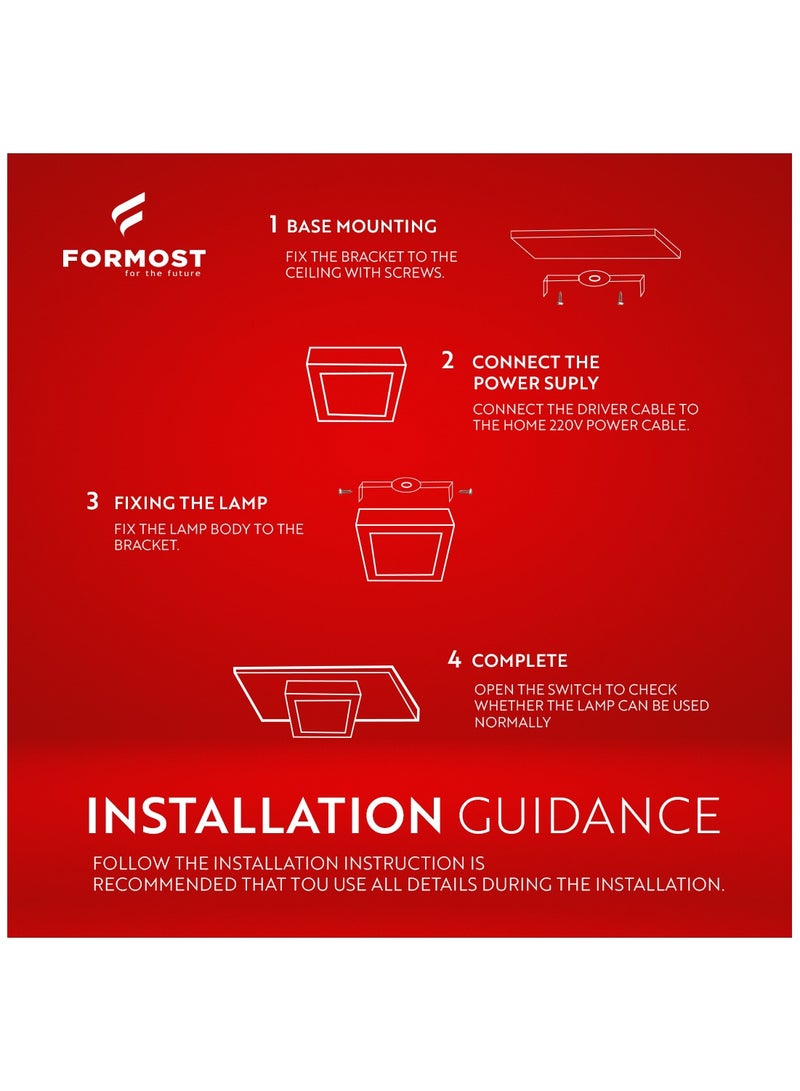 FORMOST FORMOST Surface Down Light LED Square 22W| Surge Protection Upto 4KV | Long Lasting Downlighter for Home Shops and Hotels Ceiling | Durable and Sustainable | 2 Years Warranty | Clear White | Pack of 4  - Image 5