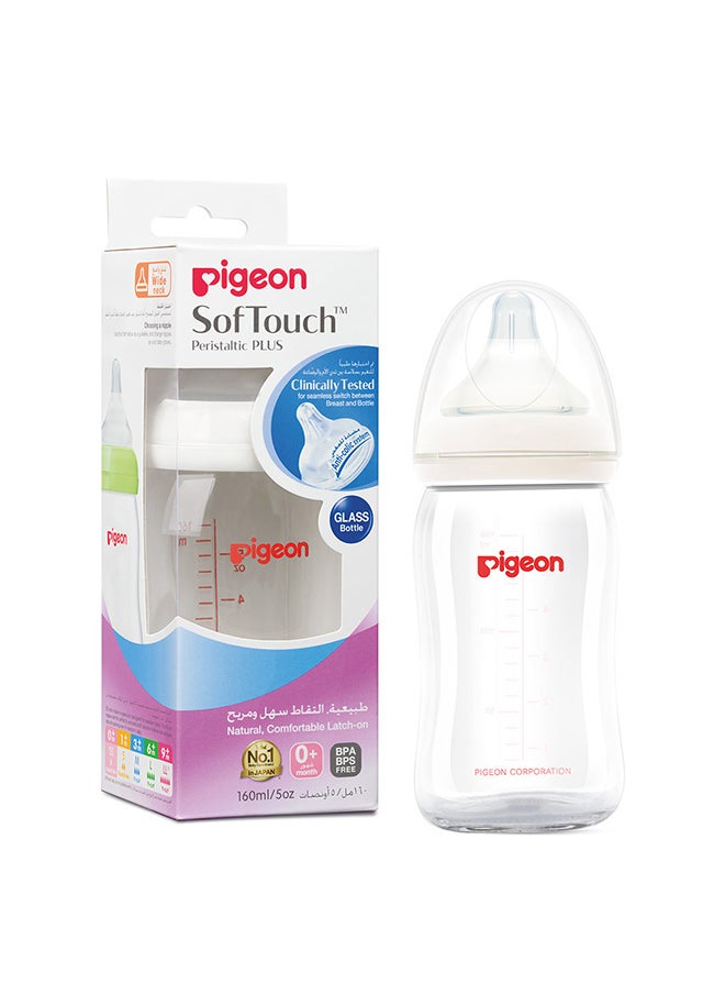 pigeon Softouch  Peristaltic Plus Glass Bottle 160Ml Wide Neck Glass  - Image 1