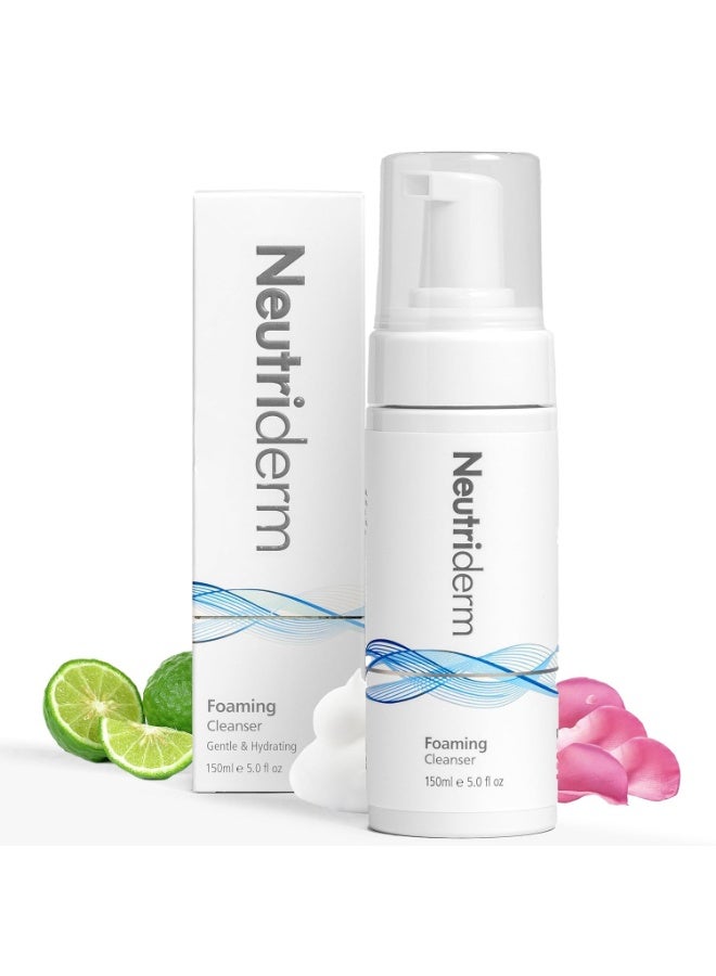 نيوتري ديرم غسول الوجه الرغوي المنظف الرغوي للبشرة الجافة: منظف للوجه فائق الترطيب مع النياسيناميد وفيتامين ج وبروفيتامين ب5 رغوة منظف للوجه - غسول للوجه يزيل المكياج والشوائب - 150 مل - Image 1