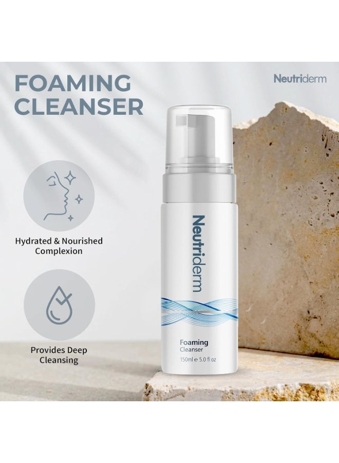 نيوتري ديرم غسول الوجه الرغوي المنظف الرغوي للبشرة الجافة: منظف للوجه فائق الترطيب مع النياسيناميد وفيتامين ج وبروفيتامين ب5 رغوة منظف للوجه - غسول للوجه يزيل المكياج والشوائب - 150 مل - Image 5