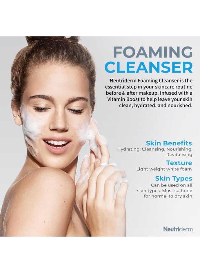 نيوتري ديرم غسول الوجه الرغوي المنظف الرغوي للبشرة الجافة: منظف للوجه فائق الترطيب مع النياسيناميد وفيتامين ج وبروفيتامين ب5 رغوة منظف للوجه - غسول للوجه يزيل المكياج والشوائب - 150 مل - Image 3