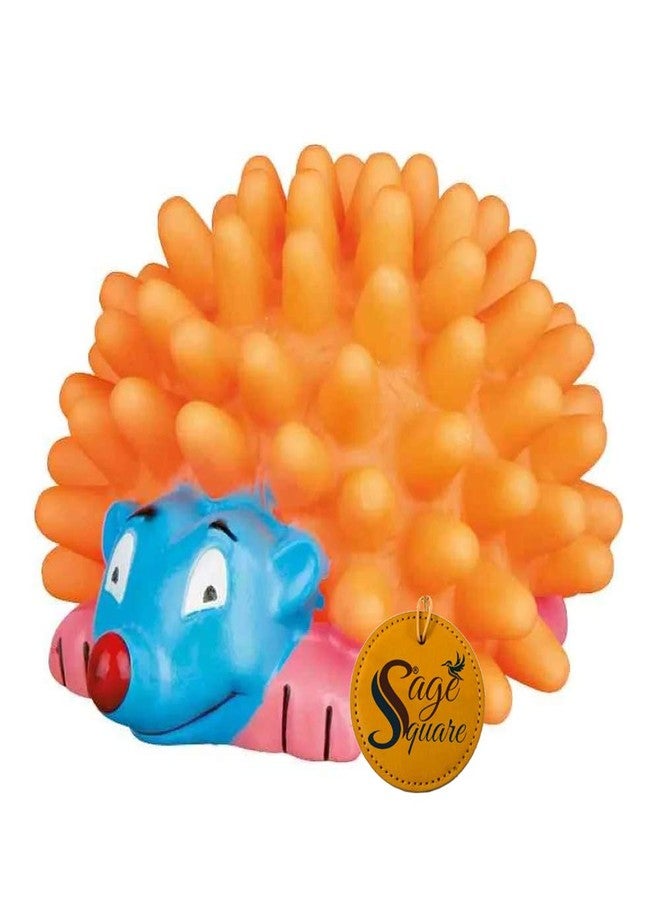 Sage Square Playful Procupine Squeaky Toy for Playtime of Cute Friend of Natural Rubber for Dog, Puppy, Kitten, Cat (Orange) - Image 3