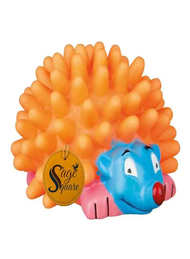 Sage Square Playful Procupine Squeaky Toy for Playtime of Cute Friend of Natural Rubber for Dog, Puppy, Kitten, Cat (Orange) - Image 4