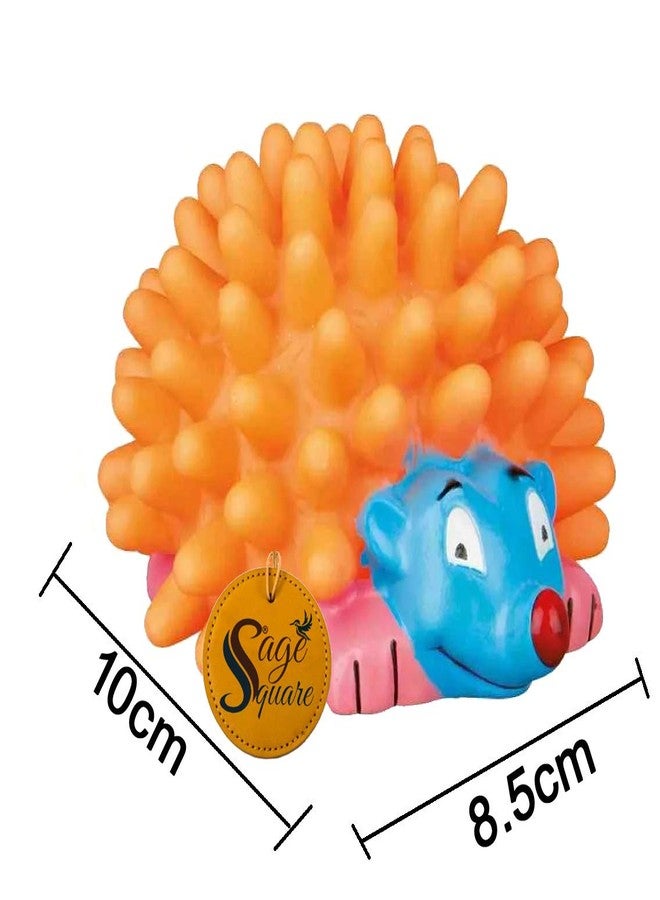 Sage Square Playful Procupine Squeaky Toy for Playtime of Cute Friend of Natural Rubber for Dog, Puppy, Kitten, Cat (Orange) - Image 2