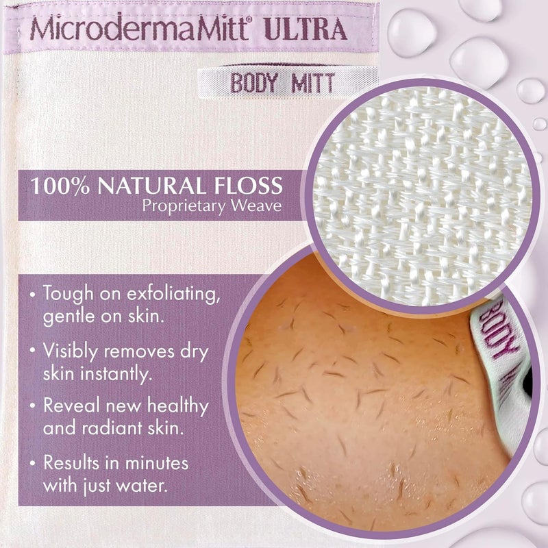 MicrodermaMitt ULTRA Exfoliating Mitt - The Ultimate Deep Exfoliating Body Scrubber Kese Glove – Keratosis Pilaris, Strawberry Skin Treatment, Reduce Ingrown Hair, Turkish Body Scrubber Exfoliator - Image 2