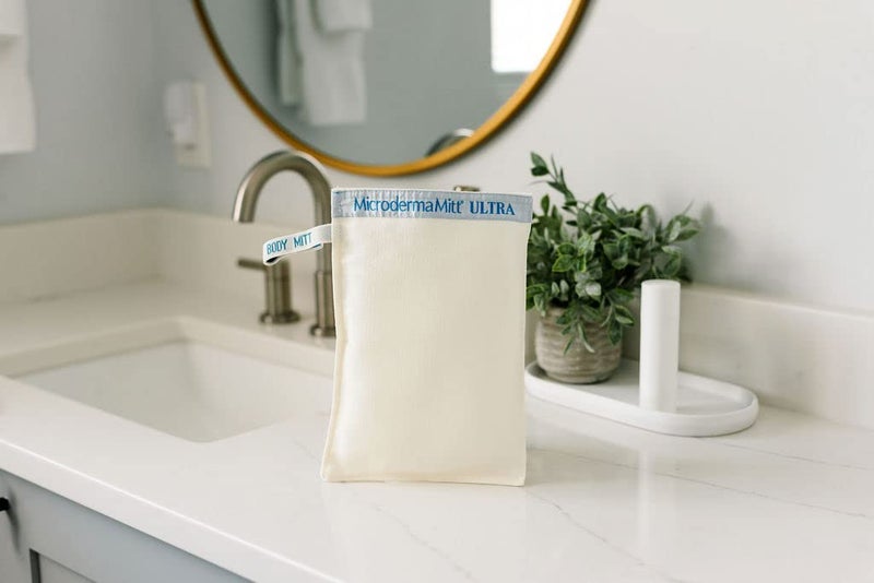 MicrodermaMitt ULTRA Exfoliating Mitt - The Ultimate Deep Exfoliating Body Scrubber Kese Glove – Keratosis Pilaris, Strawberry Skin Treatment, Reduce Ingrown Hair, Turkish Body Scrubber Exfoliator - Image 4