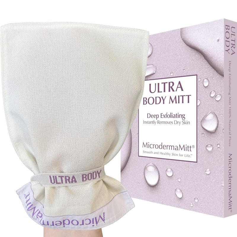 MicrodermaMitt ULTRA Exfoliating Mitt - The Ultimate Deep Exfoliating Body Scrubber Kese Glove – Keratosis Pilaris, Strawberry Skin Treatment, Reduce Ingrown Hair, Turkish Body Scrubber Exfoliator - Image 1