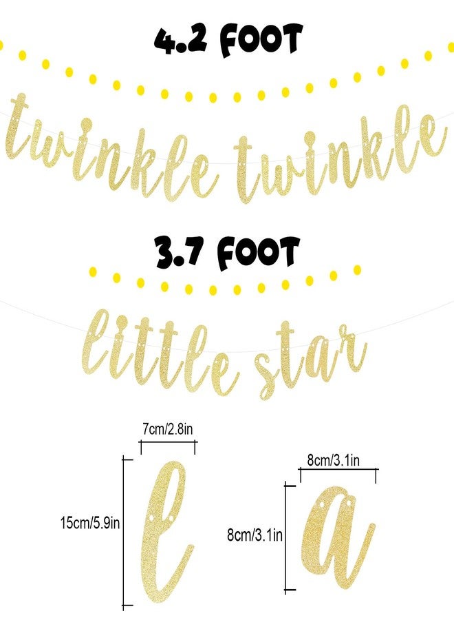 LINGTEER Twinkle Twinkle Little Star Gold Glitter Bunting Banner Perfect for Baby Shower First Birthday Party Decorations. - Image 2