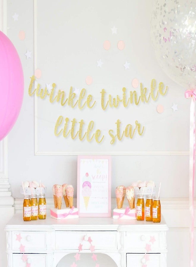 LINGTEER Twinkle Twinkle Little Star Gold Glitter Bunting Banner Perfect for Baby Shower First Birthday Party Decorations. - Image 5