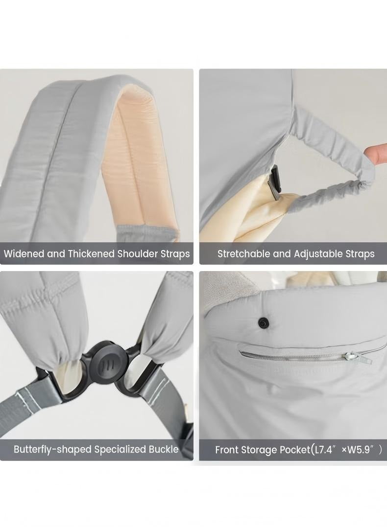 Changer حاملة الأطفال حديثي الولادة إلى طفل صغير مع جيب، 4 في 1 سهلة الارتداء مريحة قابلة للتعديل تنفس الرافعات الناقل، مثالية للأطفال الرضع حتى 15 كجم الأطفال الصغار، رمادي - Image 2