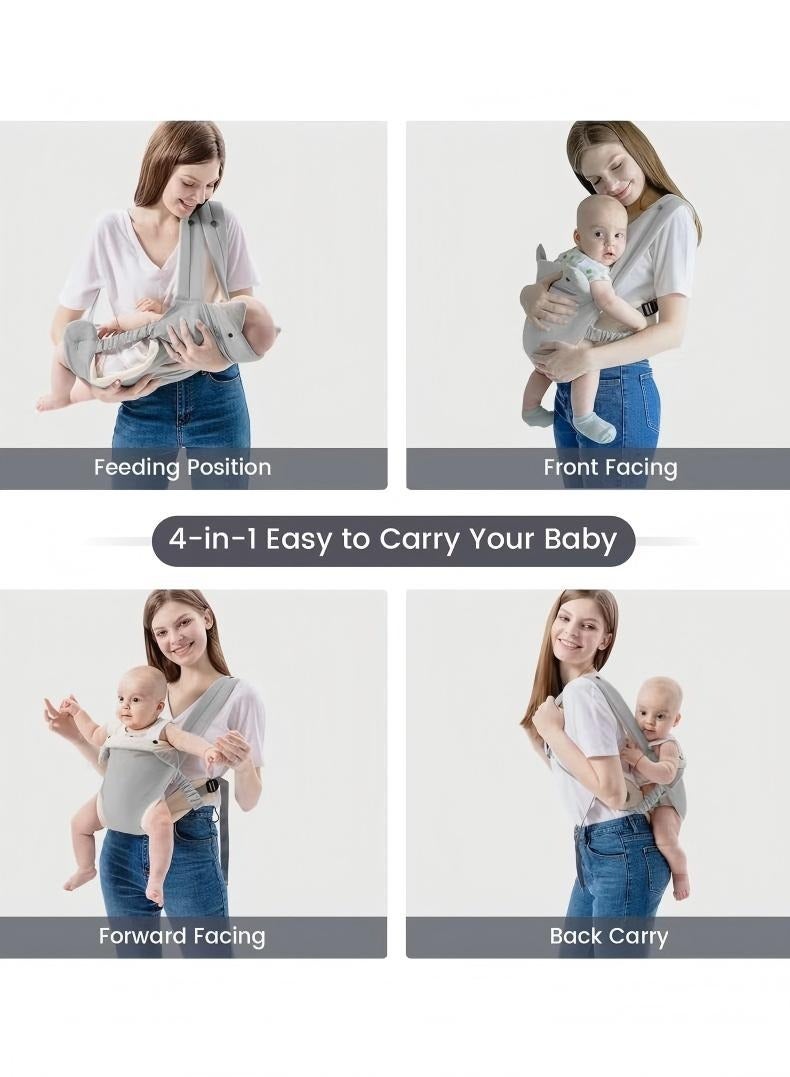 Changer حاملة الأطفال حديثي الولادة إلى طفل صغير مع جيب، 4 في 1 سهلة الارتداء مريحة قابلة للتعديل تنفس الرافعات الناقل، مثالية للأطفال الرضع حتى 15 كجم الأطفال الصغار، رمادي - Image 4