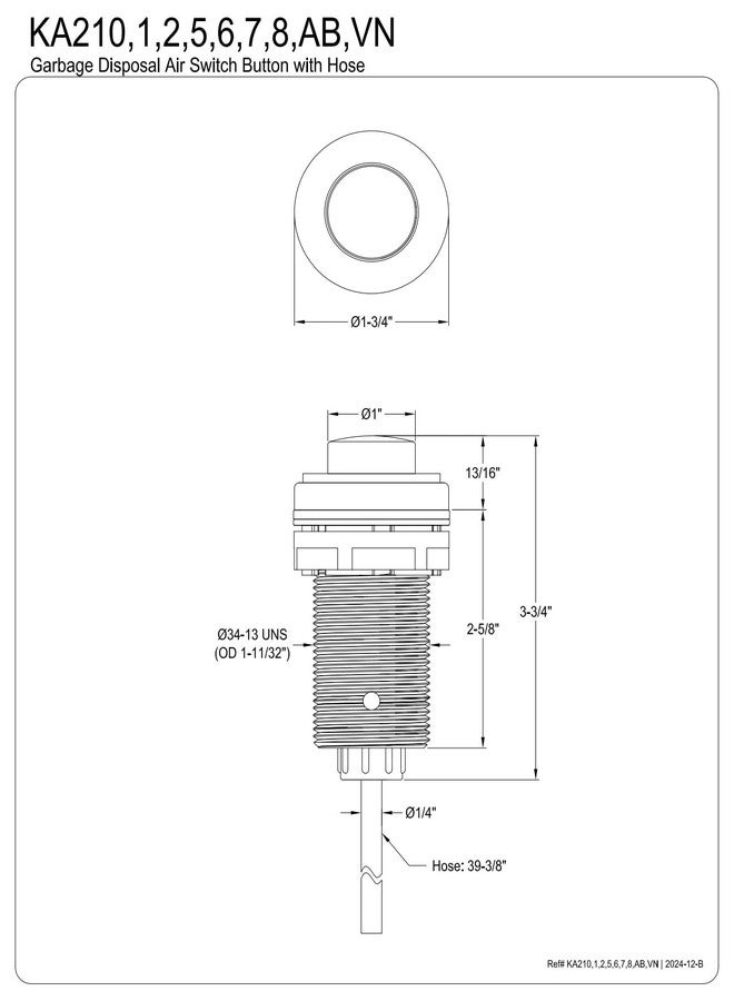 Kingston Brass KA21AB Trimscape Garbage Disposal Air Switch Button, Antique Brass - Image 2
