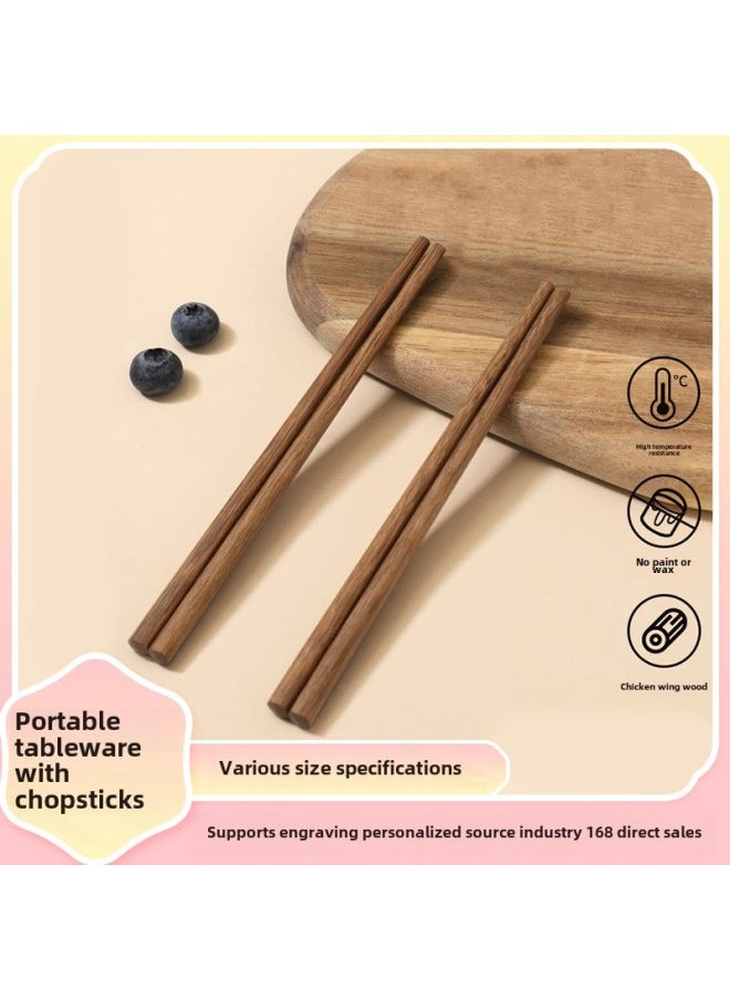 Generic - Log Children's Chopsticks Cartoon Baby's Chopsticks Children's Special Kindergarten Household Natural Solid Wood Short Chopsticks-Color:"Wings Wood" 25cm Regular Chopsticks - Image 1
